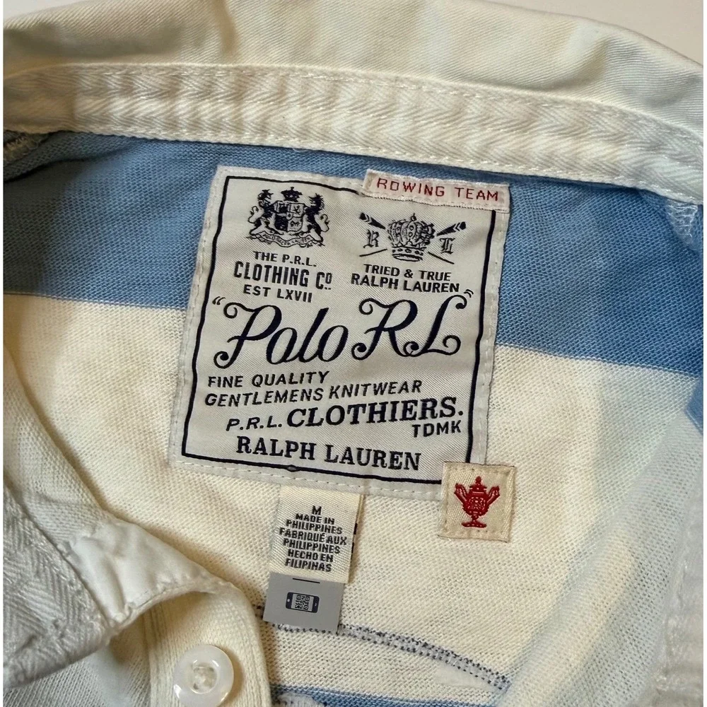 Polo Ralph Lauren Rugby Shirt Size Md Striped Rowing Team Patched #2